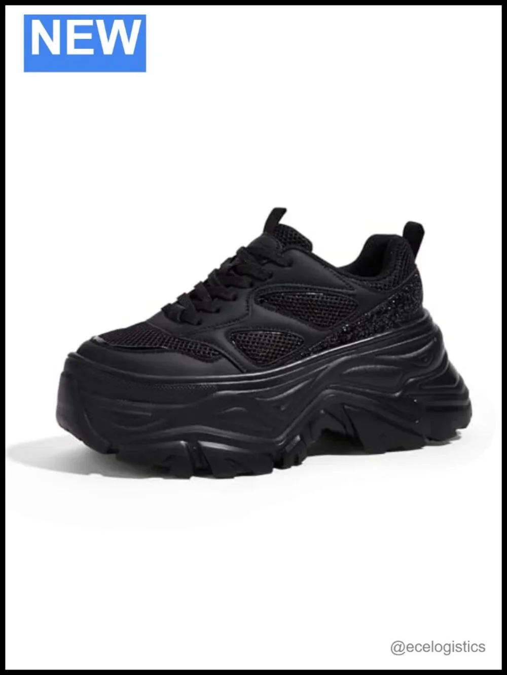 Women's Rhinestone Chunky Sneakers Breathable Lightweight Running